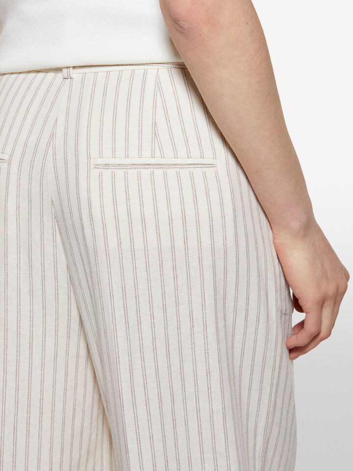 Beige striped trousers - women's palazzo trousers - Creamy White | Sisley image number 5